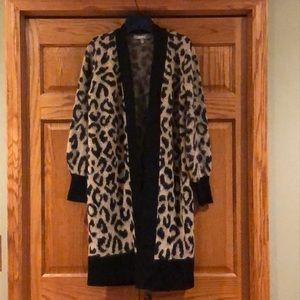 Women’s open front leopard print sweater
